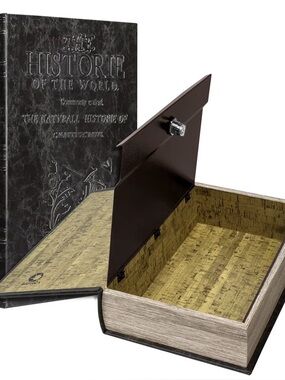 Decorative Black Faux-Book Storage Box with Lock